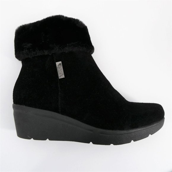 Anne Klein Shoes - Anne Klein Winter Ithaca Boots Faux Suede Faux Fur Trim Wedge Size 6.5 NWT